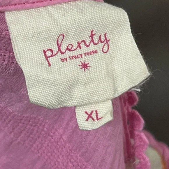 Anthro Plenty Tracy Reese Pink Embroidered Boho Top XL - Picture 9 of 10